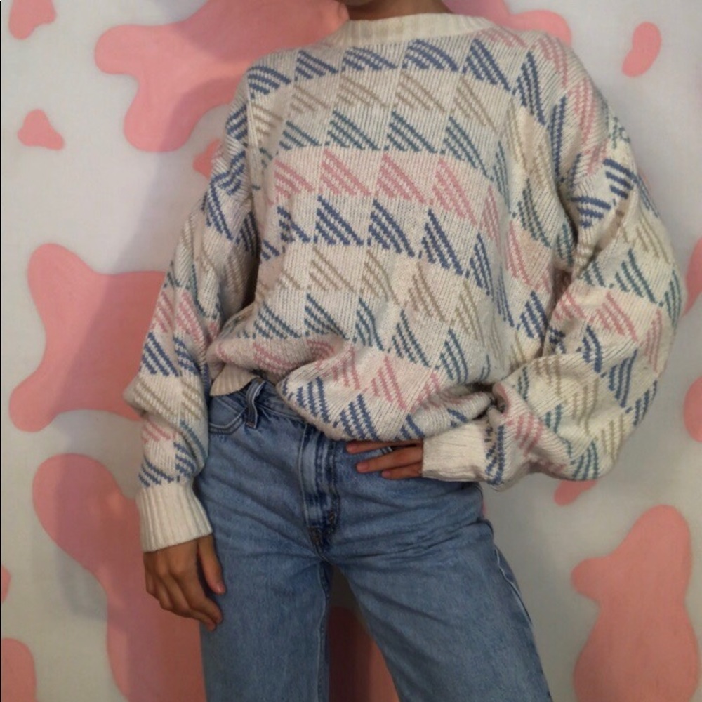 Unisex vintage 80s style preppy sweater